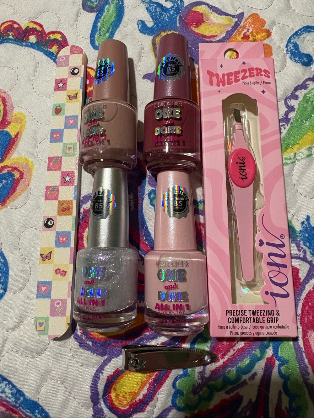 Pink Tweezer and Assorted Pink Nail Polish Kit